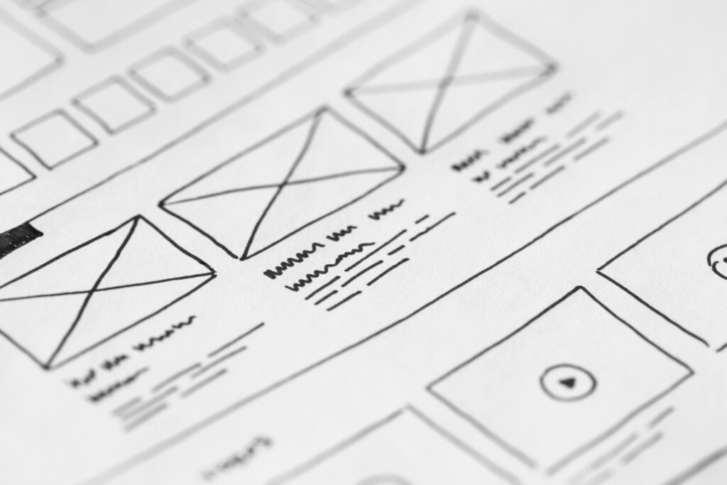 Website interface design on a laptop